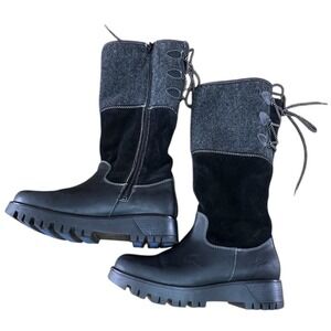 Bos&Co Black Goose‎ Prima Zip & Lace Up Winter Snow Weather Boots Sz 39 US 8.5